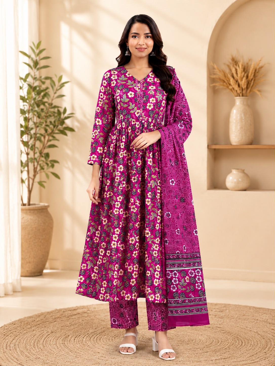 Magenta Bloom Anarkali Set